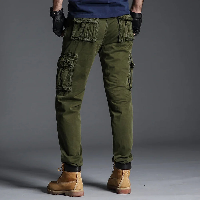 Cargo Pants for Men Black Military Pants Green Army Side Many Pockets Trousers Male