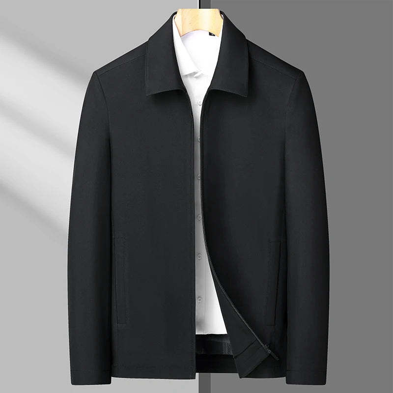 Spring and Autumn Jacket Handsome Men's Windbreaker Coat Thin Lapel Business Casual Dad Suit Top