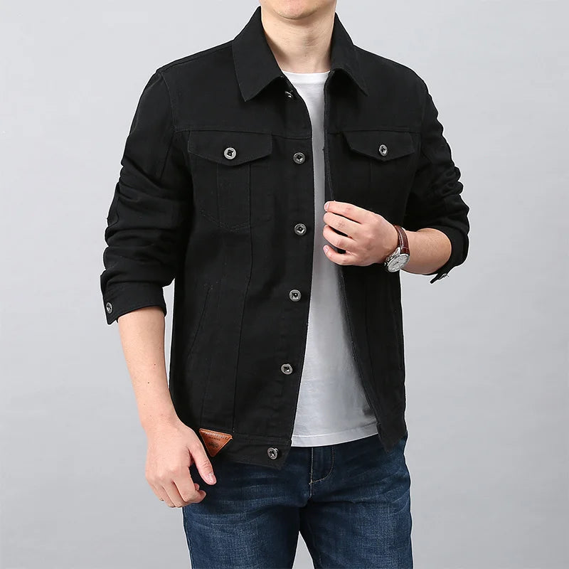 Men Spring Autumn Top Casual Cotton Denim Jacket Trend Lapel Jacket  Bomber Tactical Jackets