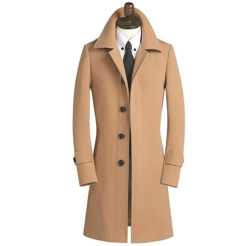 Wool Coat casual Mens Men high quality winter Slim Jacket Single breasted overcoat