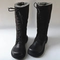 Genuine Leather Warm Snow Boots Wide Toe Thick Wool Fur Knee-high Women's Winter Boots