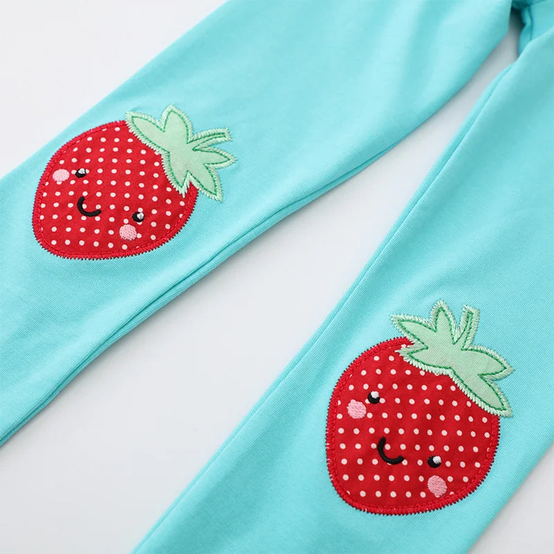 Kids Leggings Pants For Autumn Spring Full Length Toddler Trousers Strawberry Children's Skinny Pant