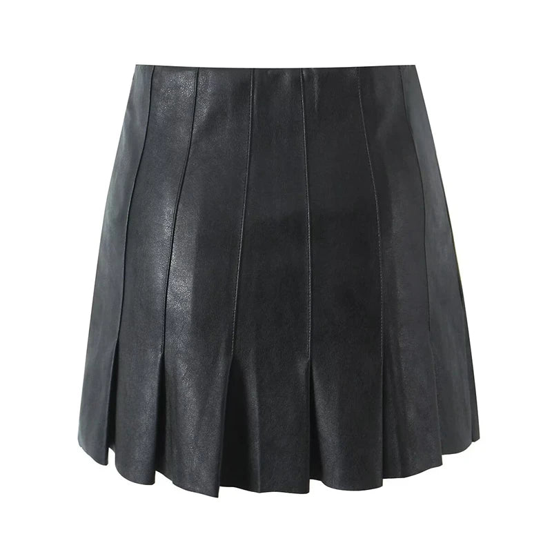 Autumn Winter  Women's Pleated Skirt Retro Side Zipper Mini Skirt