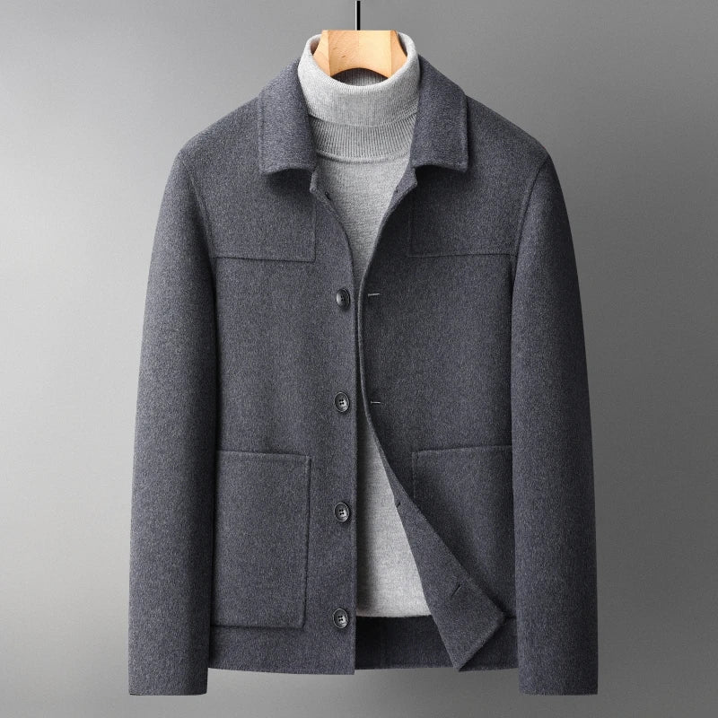 Men Handsome Trend Business Autumn and Winter Double-sided Wool Cotton Thick Jacket