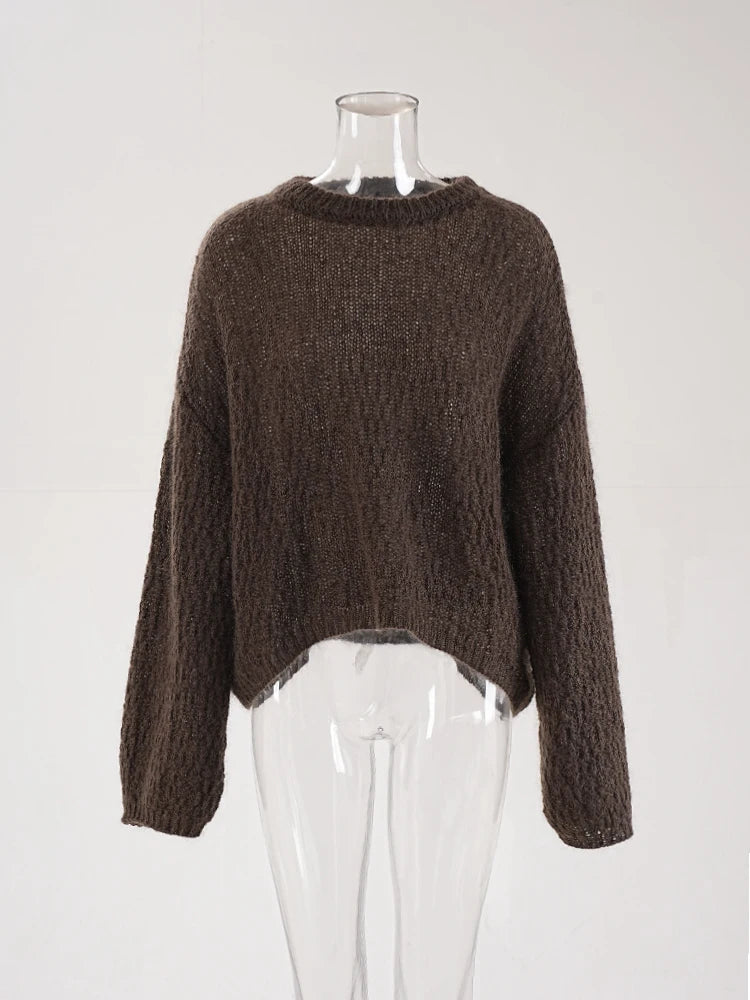 Women's Sweater Round Neck Wool  Knitted Pullovers Autumn