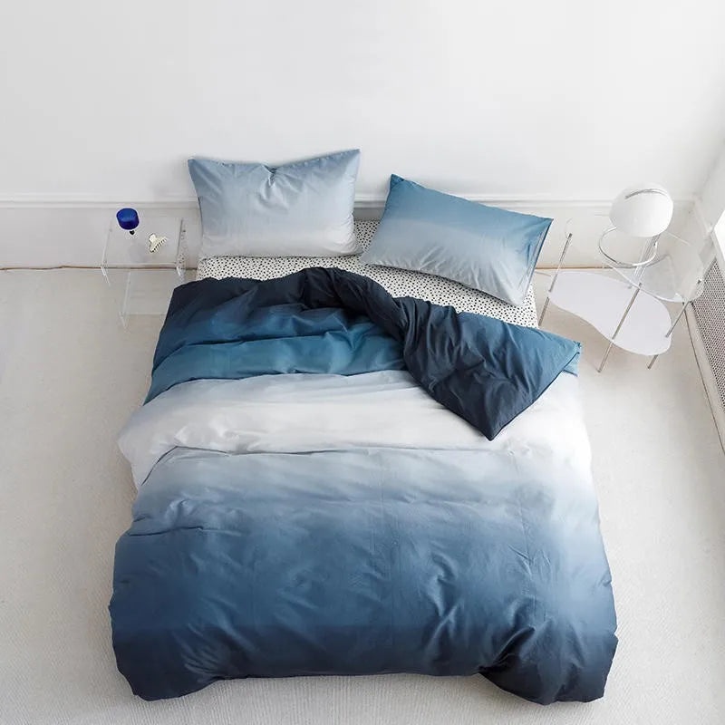 Gradient Gray Blue Duvet Cover set Soft Cover Bedding Set Bed Sheet Pillowcases