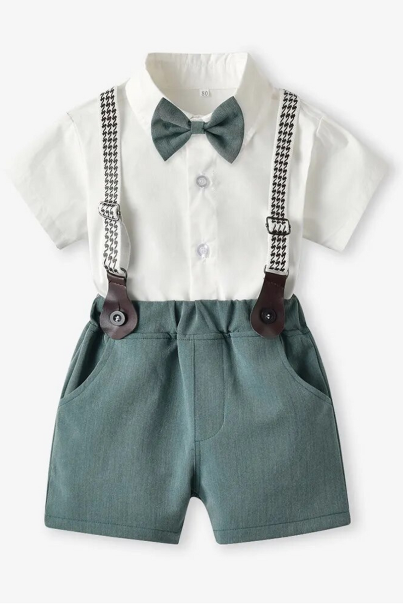 Baby Boys Clothing Summer Short Sleeve White Shirt Green Shorts Kids Boy Groups Solid Toddler Boy Baby Set Kids Clothing
