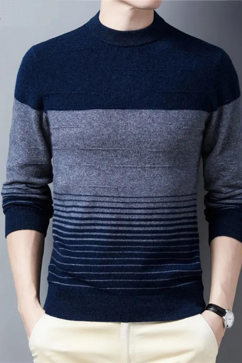 Wool Striped O-Neck Sweater Men Clothing Autumn Winter New Arrival Classic Pullover Pull Homme