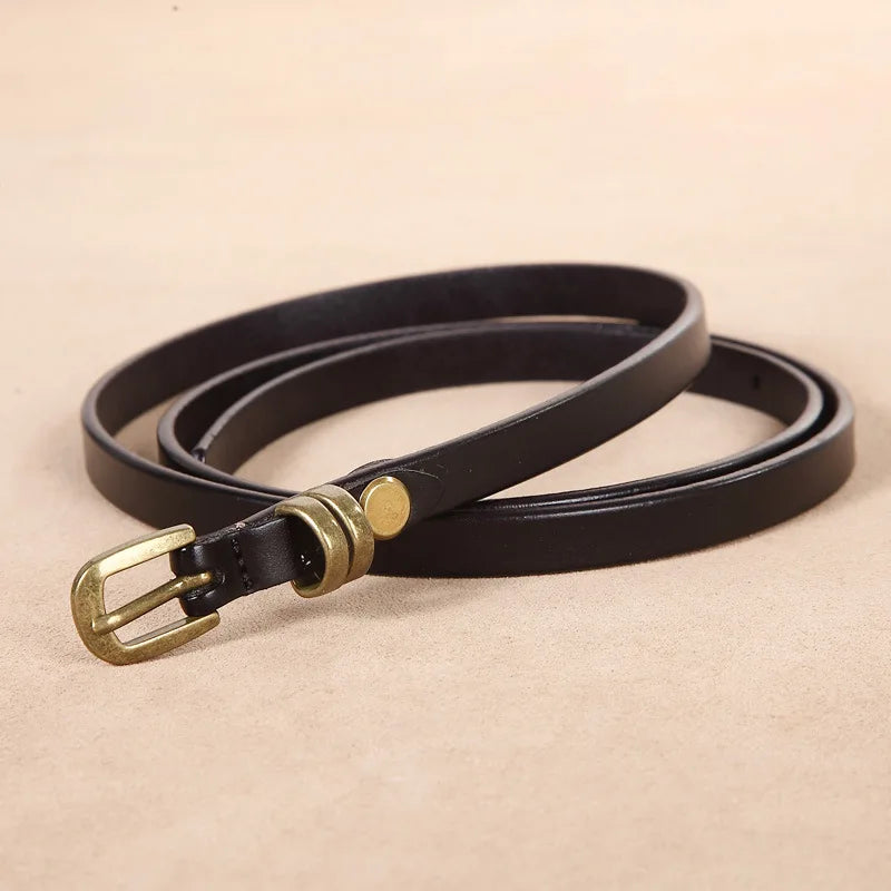 Genuine Leather Vintage Thin Belt For Women Simple Knotted Belt Hundred Matching Skirt Waist Chain