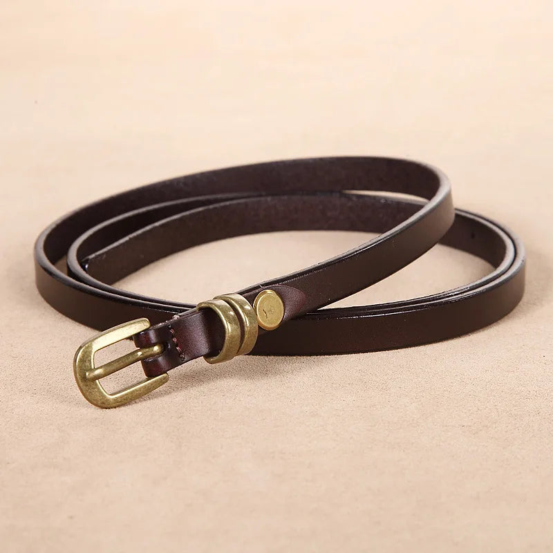 Genuine Leather Vintage Thin Belt For Women Simple Knotted Belt Hundred Matching Skirt Waist Chain