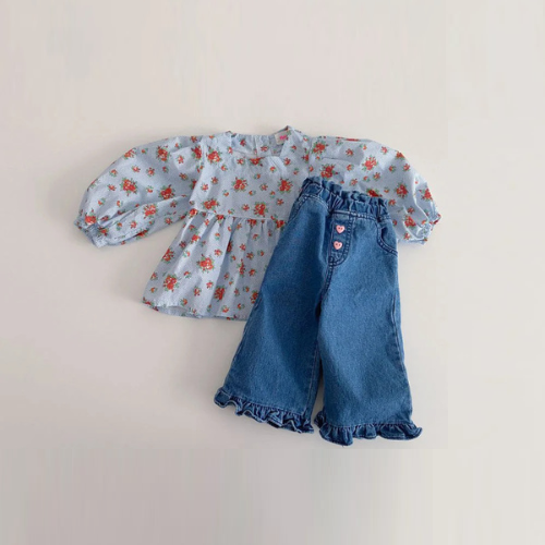 Autumn Girl Baby Casual Denim Pants Kid Cotton Loose Trousers