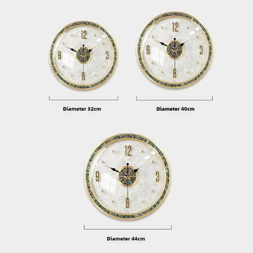 Luxury Brass Clock for Living Room Decoration Shell Wall Clock Decor