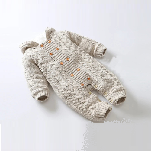 Infant Baby Rompers Winter Clothes Baby Boy Girl Knitted Sweater Jumpsuit Hooded Kid Toddler Outerwear