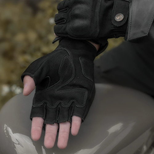 Motorcycle Gloves Leather Half Finger Cycling Motorbike Breathable Wear-resistant