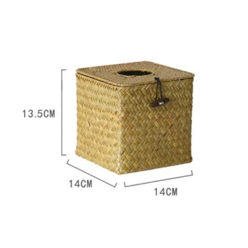 Straw Tissue Box Handmade Woven Napkin Holder Box Roll Paper Tray Car Living Room Storage Box Home Decor