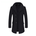 Winter Men Wool Coats Long Jackets Stand Collar Overcoat Classic Slim Fit Solid Color Jacket Coat