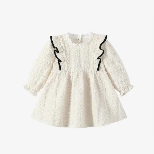 Infant Dress Gown Girl Kids for Autumn Princess White Lace Dresses Children Elegant Frocks