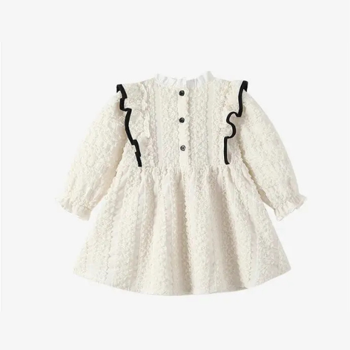 Infant Dress Gown Girl Kids for Autumn Princess White Lace Dresses Children Elegant Frocks