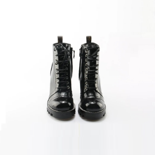 Women Boots Lace Up Women Ankle Boots Black Heel Botas