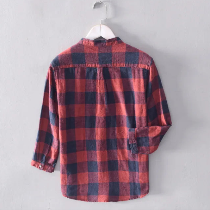 Men Linen Shirts Plaid Casual Shirt Men Shirts Male Tops Cloth