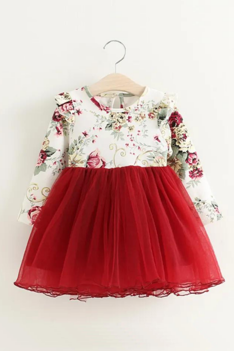 Kids Dress For Girls Floral Dress Spring Fall Long Sleeve Toddler Dress for Princess Girls Party Wedding  Christmas Outfits 1-6Y