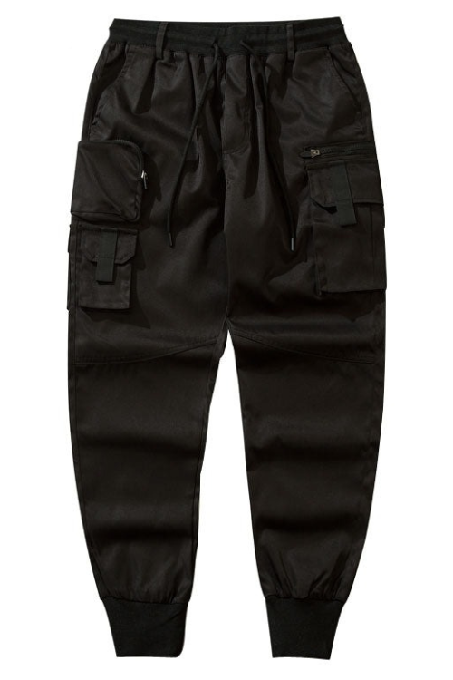 Men Cargo Harem Pants Hip Hop Side Multi-Pockets Casual Joggers Pants Streetwear Loose Baggy Trousers