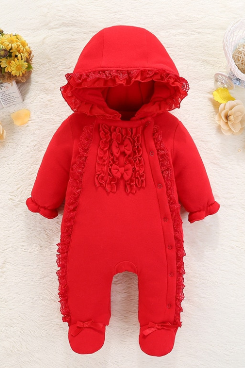 Born Baby Girl Clothes 0-3 Months Cotton Baby Girl Clothes Winter Hooded Baby Romper Warm Thick Outfit Jumpsuit