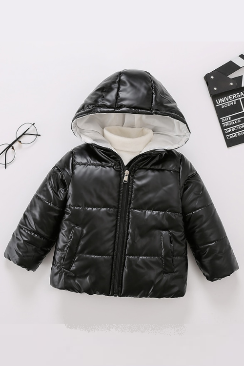 Toddler Boy Girl Trendy Metallic Waterproof Windproof Hooded Coat