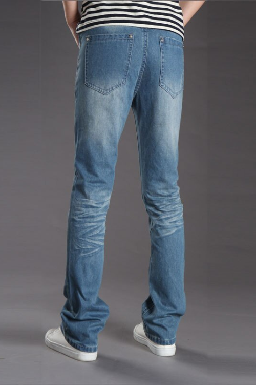 Men Micro-Horn Blue jeans version of the tide Slim trumpet Biker jeans