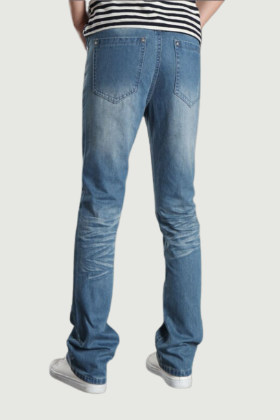 Men Micro-Horn Blue jeans version of the tide Slim trumpet Biker jeans