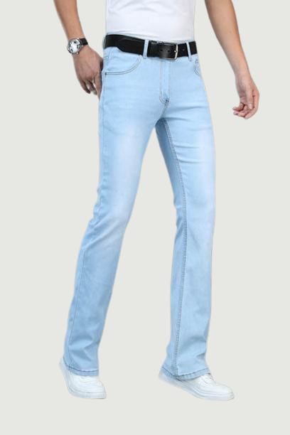 Men Stretch Slim Fit Micro Flare Jeans Boot Cut Leg Flared Male Designer Classic Denim Jeans