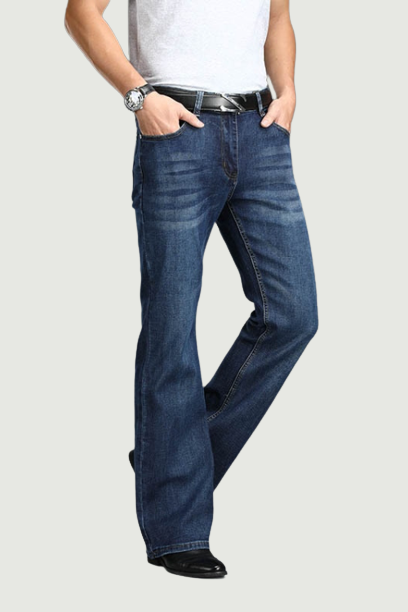 Mens Flared Jeans Boot Cut Leg Flared Male Designer Classic Denim Jeans High Waist Stretch Loose Flared Denim Jeans