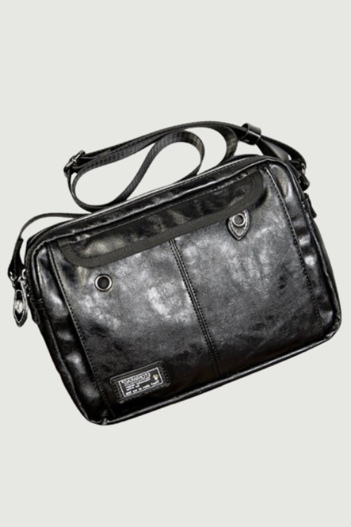 Men Leather Messenger Bag Male Leather Crossbody Travel Bag Leisure Shoulder Bags Crossbody Shoulder Bag Black Handbag