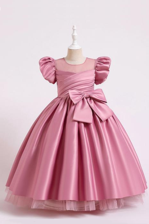 Children Dresses for Girls Wedding Princess Ball Gown Elegant Puff Sleeve Formal Party Prom Dress for Teen 4-14 Years Costumes