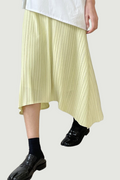 High Elastic Waist Yellow Irregular Pleated Casual Half-body Skirt Women Tide Spring Autumn