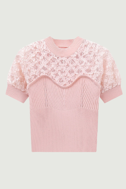 Elegant Lace Crochet Hollow T-shirt Women Thin Knitted Summer Casual All Match