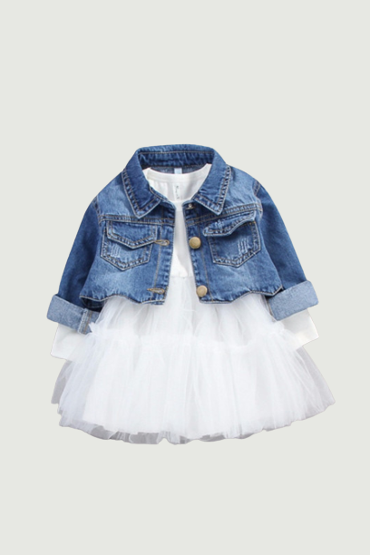 Spring Autumn Infant Baby Girls Clothes Sets Princess Denim Jacket + Dress 2Pcs Set Toddler kids Long Sleeve Outfit Suits