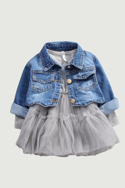 Spring Autumn Infant Baby Girls Clothes Sets Princess Denim Jacket + Dress 2Pcs Set Toddler kids Long Sleeve Outfit Suits