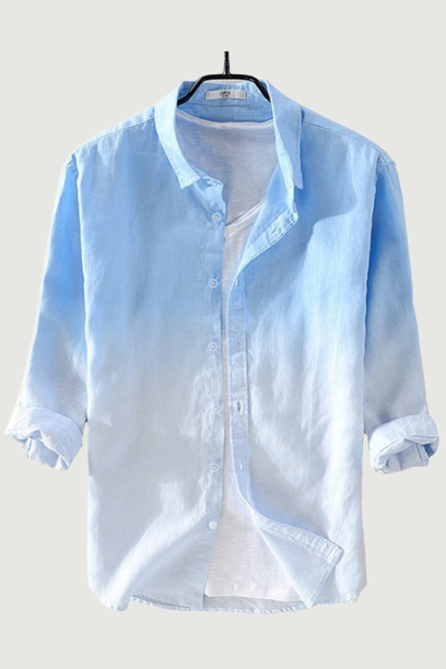 Summer men shirt Seven-quarter sleeve shirt mens gradient blue male casual shirt