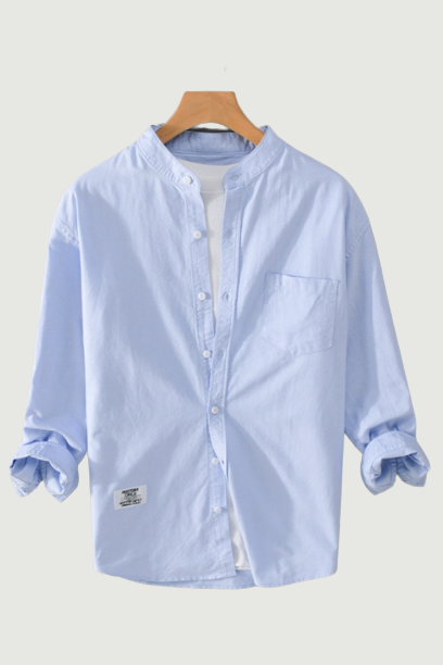 Oxford Cotton Three Quarter Sleeve Shirt for Men Summer Casual Tops