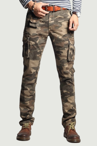 Men Spring Military Style Camouflage Cargo Pants Multi-pocket Male Slim Fit Casual Straight Trousers Outdoor Safari Pant