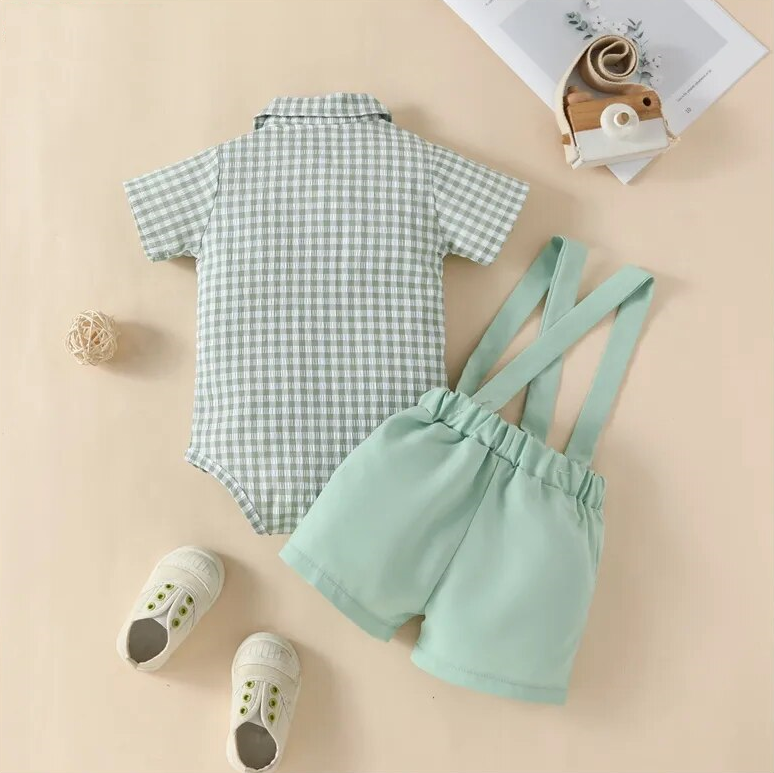 Infantil Boy Summer Clothing Handsome Elegant Newborn 3-18M Birthday Baptism Outfits Soild Gentlemen Costume Sets Xmas Boys Suit