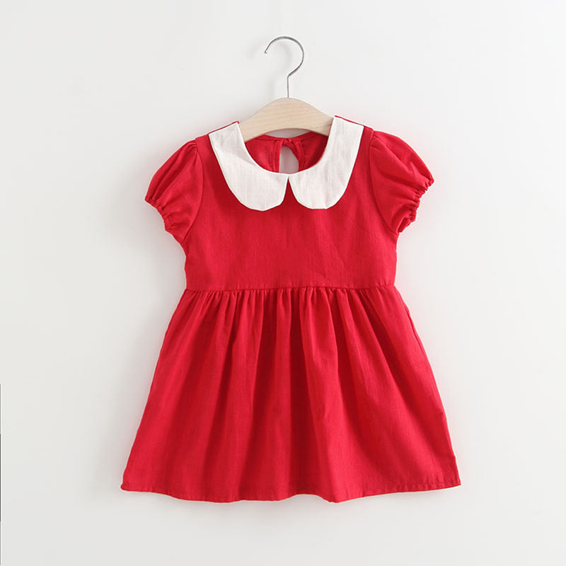 Baby Dress Kids Girls Ruffles Children's Bubble Sleeve Frilly Doll Collar Short Dress Princess Dresses Casual Clothes