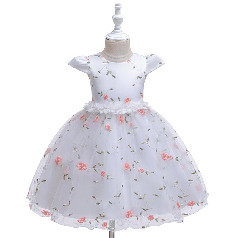 Children's dress bride's flower girl dress baby short-sleeved floral princess