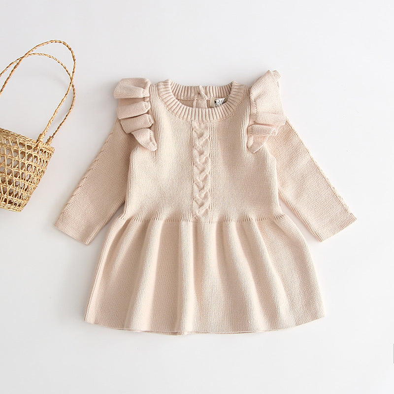 Knitted Baby Girl Dress Ruffle Baby Clothes born Spring Baby Dress Cotton Toddler Girls Dress Formal Kids Dresses For Girls