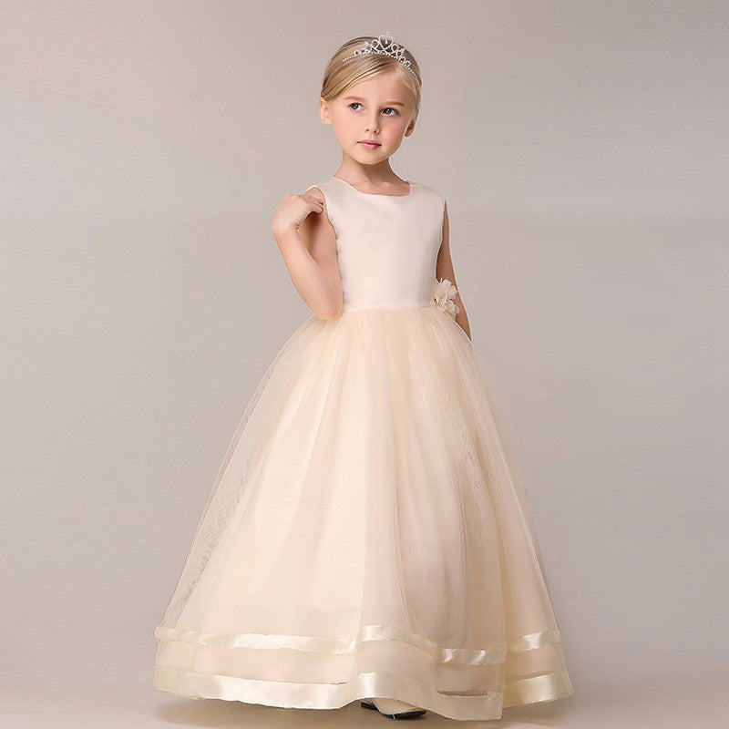 Summer Kids Princess Dress Sleeveless Flowers Kids Girls Dresses Birthday Party Wedding Dress Formal Wear Child Clothing