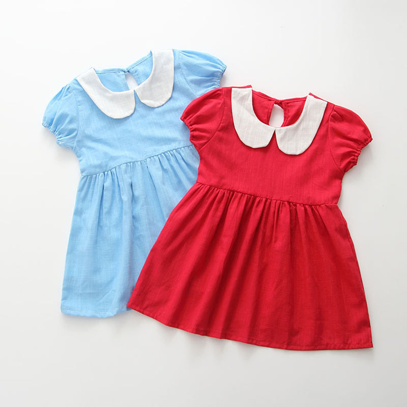 Baby Dress Kids Girls Ruffles Children's Bubble Sleeve Frilly Doll Collar Short Dress Princess Dresses Casual Clothes