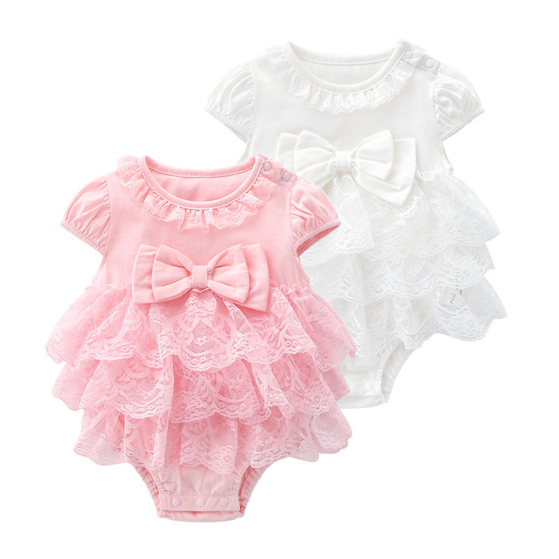 Summer baby girl dress lace bow retro 0-3-6-9 months baby girl dresses for birthday party born baby girl clothes