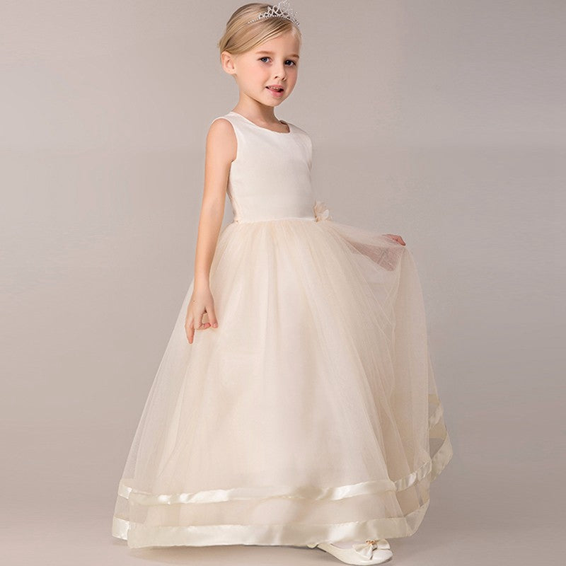 Summer Kids Princess Dress Sleeveless Flowers Kids Girls Dresses Birthday Party Wedding Dress Formal Wear Child Clothing