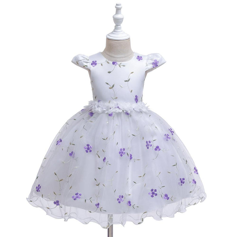 Children's dress bride's flower girl dress baby short-sleeved floral princess